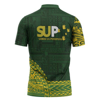 Samoa SUP Zipper Polo Shirt Samoan Motif Patterns - Polynesian Pride