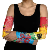 Personalised Torba PNG Day Arm Sleeves Oro Tapa Pattern - Polynesian Pride