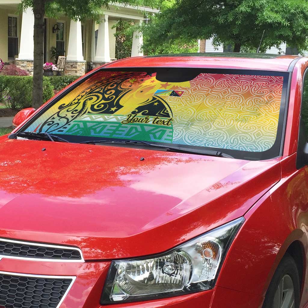 Personalised Torba PNG Day Auto Sun Shade Oro Tapa Pattern - Polynesian Pride