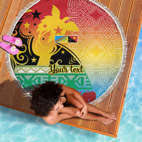 Personalised Torba PNG Day Beach Blanket Oro Tapa Pattern - Polynesian Pride