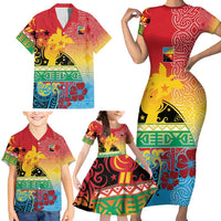 Personalised Torba PNG Day Family Matching Short Sleeve Bodycon Dress and Hawaiian Shirt Oro Tapa Pattern LT9 - Polynesian Pride