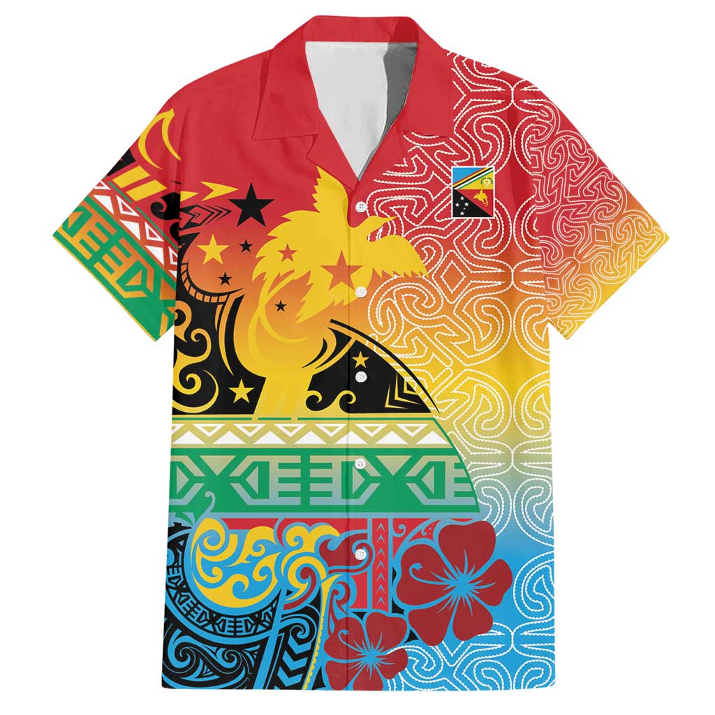 Personalised Torba PNG Day Family Matching Short Sleeve Bodycon Dress and Hawaiian Shirt Oro Tapa Pattern LT9 Dad's Shirt - Short Sleeve Green - Polynesian Pride