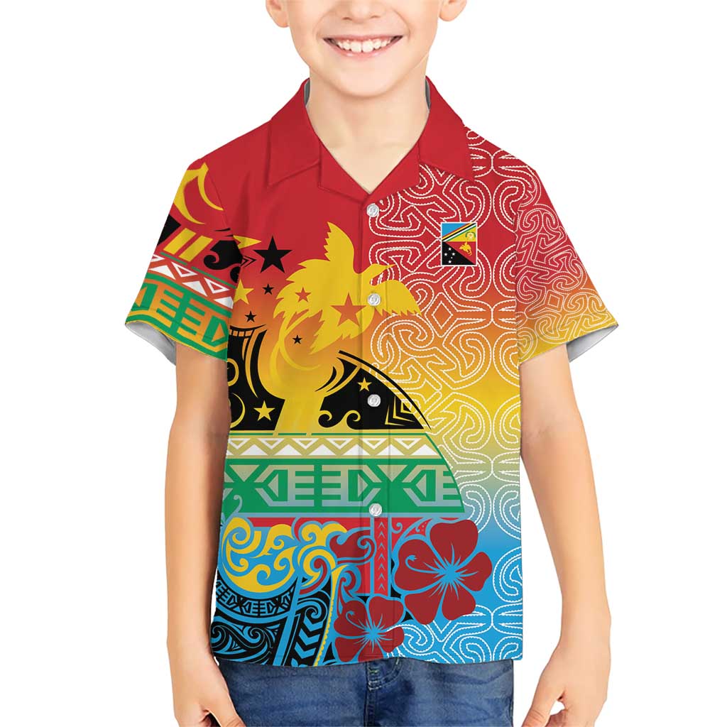Personalised Torba PNG Day Family Matching Short Sleeve Bodycon Dress and Hawaiian Shirt Oro Tapa Pattern LT9 Son's Shirt Green - Polynesian Pride