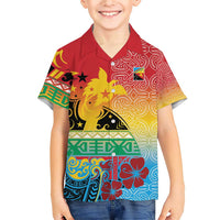 Personalised Torba PNG Day Family Matching Short Sleeve Bodycon Dress and Hawaiian Shirt Oro Tapa Pattern LT9 Son's Shirt Green - Polynesian Pride