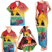 Personalised Torba PNG Day Family Matching Tank Maxi Dress and Hawaiian Shirt Oro Tapa Pattern - Polynesian Pride