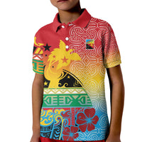 Personalised Torba PNG Day Kid Polo Shirt Oro Tapa Pattern - Polynesian Pride