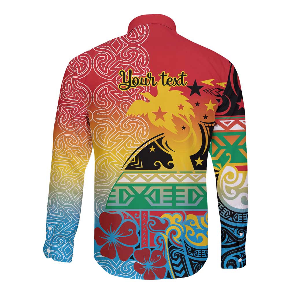 Personalised Torba PNG Day Long Sleeve Button Shirt Oro Tapa Pattern - Polynesian Pride