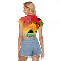 Personalised Torba PNG Day Raglan Cropped T Shirt Oro Tapa Pattern - Polynesian Pride