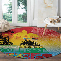 Personalised Torba PNG Day Round Carpet Oro Tapa Pattern - Polynesian Pride
