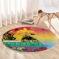 Personalised Torba PNG Day Round Carpet Oro Tapa Pattern - Polynesian Pride