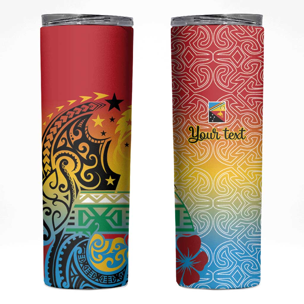 Personalised Torba PNG Day Skinny Tumbler Oro Tapa Pattern - Polynesian Pride