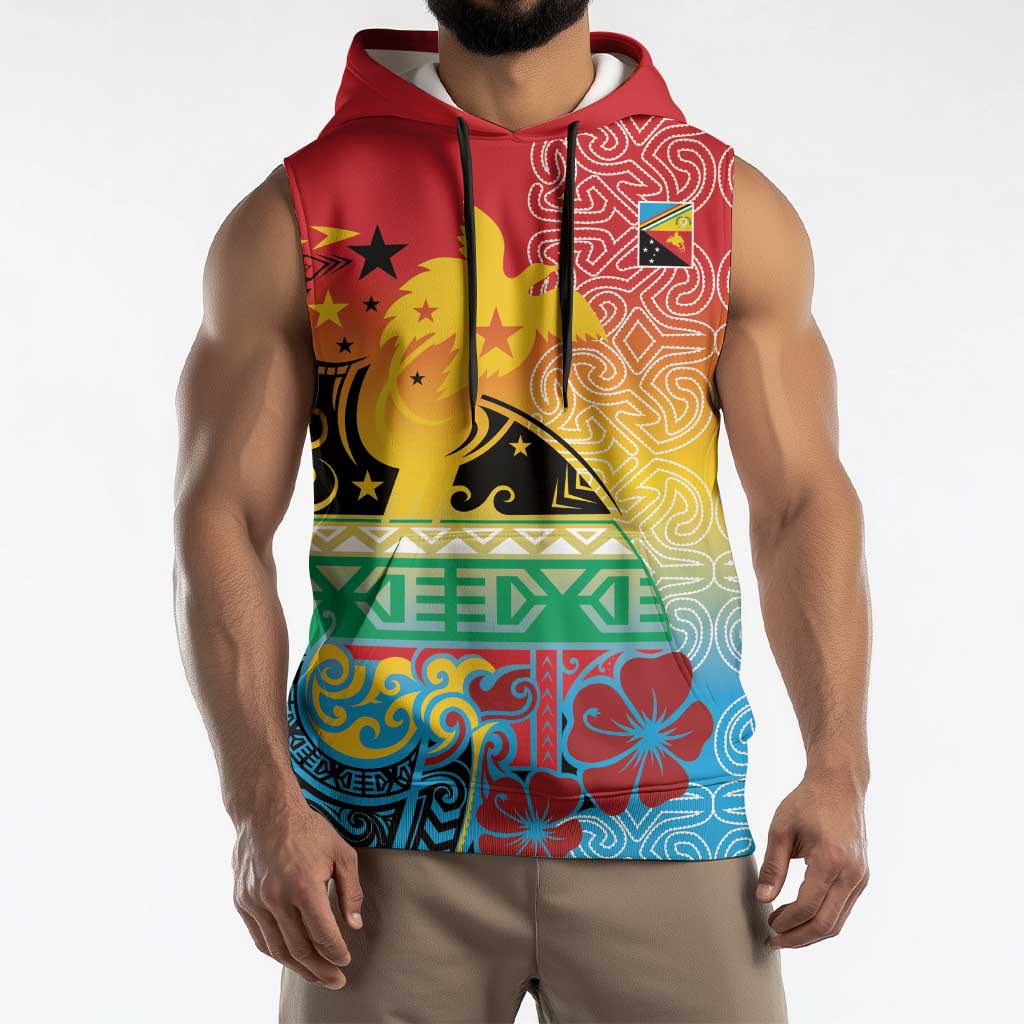 Personalised Torba PNG Day Sleeveless Hoodie Oro Tapa Pattern - Polynesian Pride