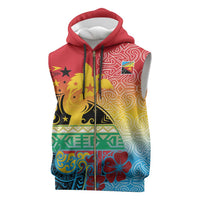 Personalised Torba PNG Day Sleeveless Zip Hoodie Oro Tapa Pattern - Polynesian Pride