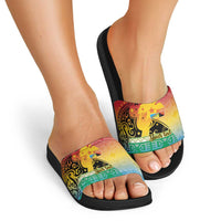 Personalised Torba PNG Day Slide Sandals Oro Tapa Pattern - Polynesian Pride