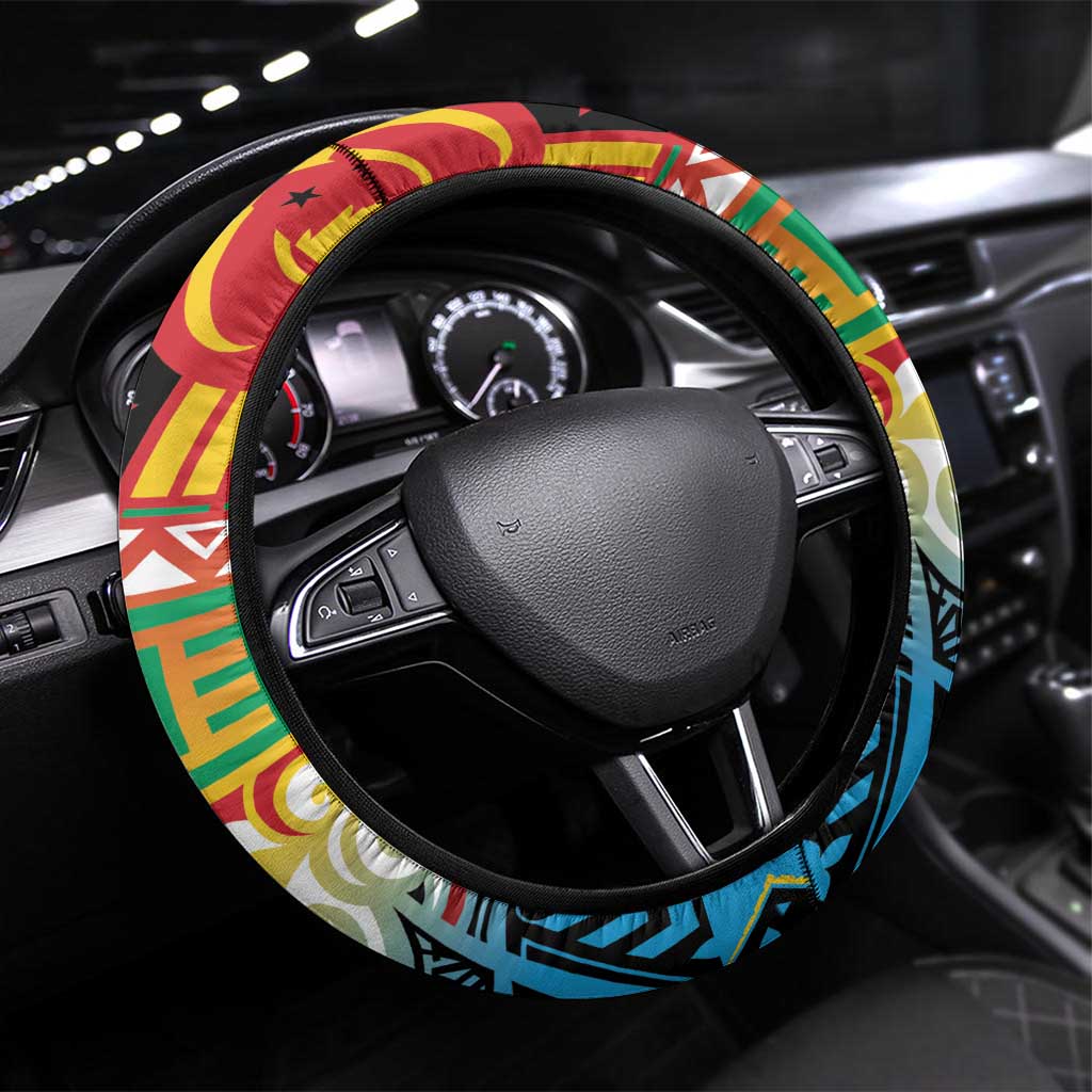 Torba PNG Day Steering Wheel Cover Oro Tapa Pattern - Polynesian Pride