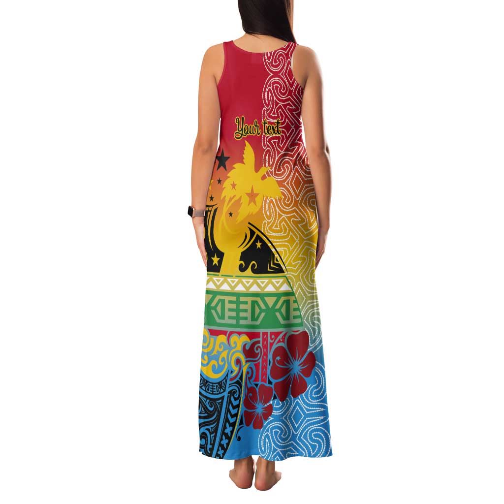 Personalised Torba PNG Day Tank Maxi Dress Oro Tapa Pattern - Polynesian Pride