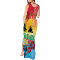 Personalised Torba PNG Day Tank Maxi Dress Oro Tapa Pattern - Polynesian Pride