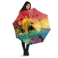 Personalised Torba PNG Day Umbrella Oro Tapa Pattern - Polynesian Pride