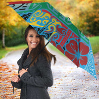 Personalised Torba PNG Day Umbrella Oro Tapa Pattern - Polynesian Pride