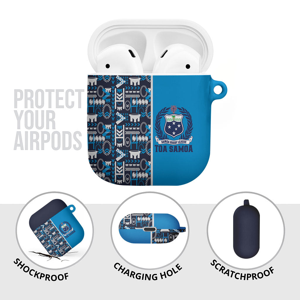 Samoan Warrior Island Heritage AirPods Case Ocean Island Geometry Blue Style LT9 - Polynesian Pride