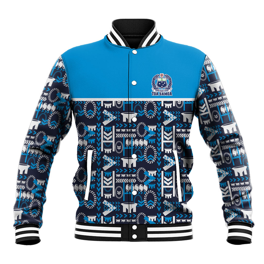 Samoan Warrior Island Heritage Baseball Jacket Ocean Island Geometry Blue Style LT9 Unisex Blue - Polynesian Pride
