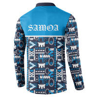 Samoan Warrior Island Heritage Button Sweatshirt Ocean Island Geometry Blue Style LT9 - Polynesian Pride