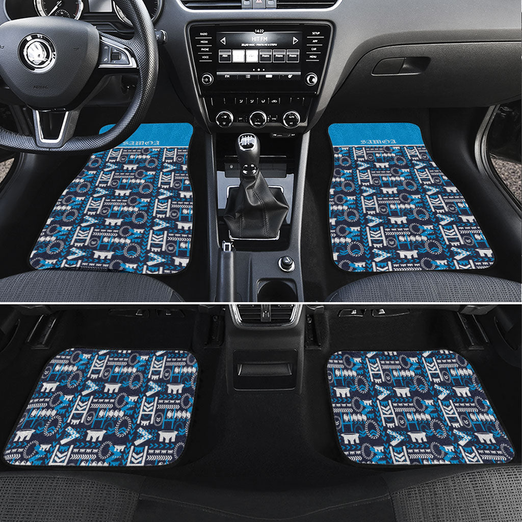 Samoan Warrior Island Heritage Car Mats Ocean Island Geometry Blue Style LT9 Set 4pcs Blue - Polynesian Pride
