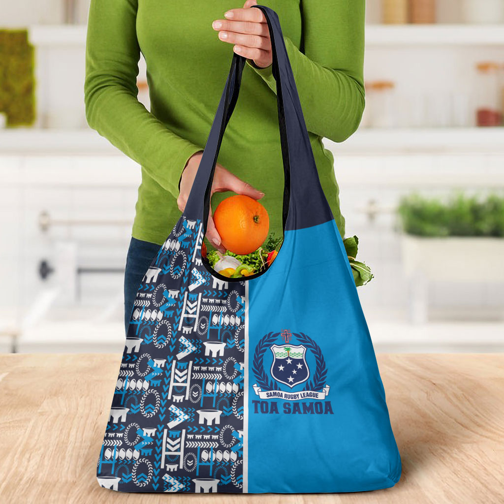 Samoan Warrior Island Heritage Grocery Bag Ocean Island Geometry Blue Style LT9 - Polynesian Pride