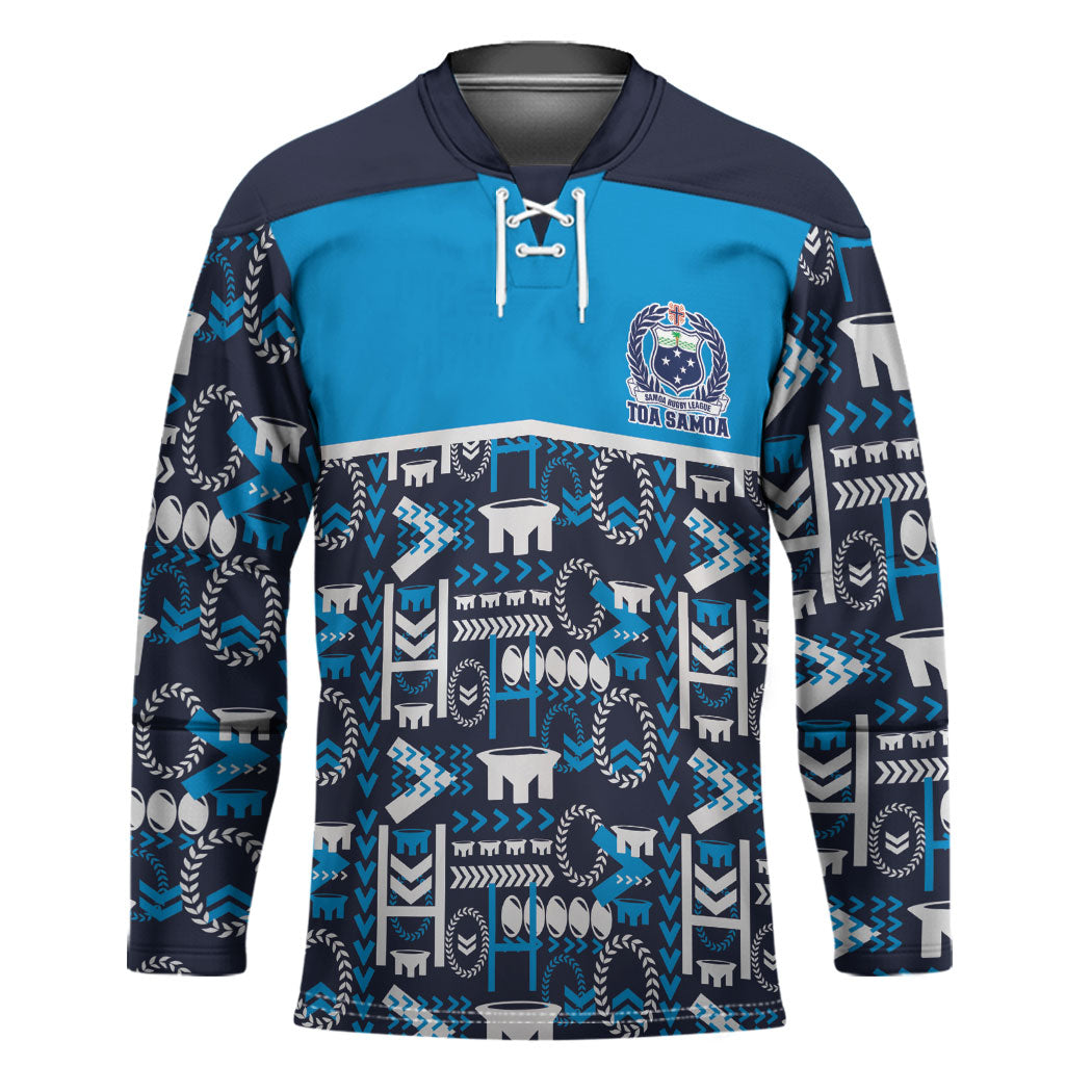 Samoan Warrior Island Heritage Hockey Jersey Ocean Island Geometry Blue Style LT9 Unisex Blue - Polynesian Pride