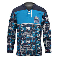 Samoan Warrior Island Heritage Hockey Jersey Ocean Island Geometry Blue Style LT9 Unisex Blue - Polynesian Pride
