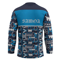 Samoan Warrior Island Heritage Hockey Jersey Ocean Island Geometry Blue Style LT9 - Polynesian Pride