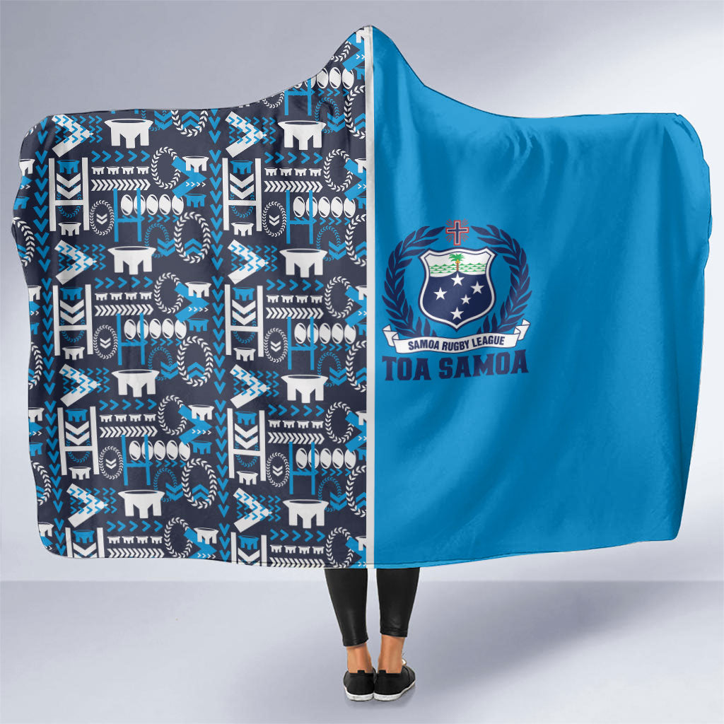 Samoan Warrior Island Heritage Hooded Blanket Ocean Island Geometry Blue Style LT9 One Size Blue - Polynesian Pride