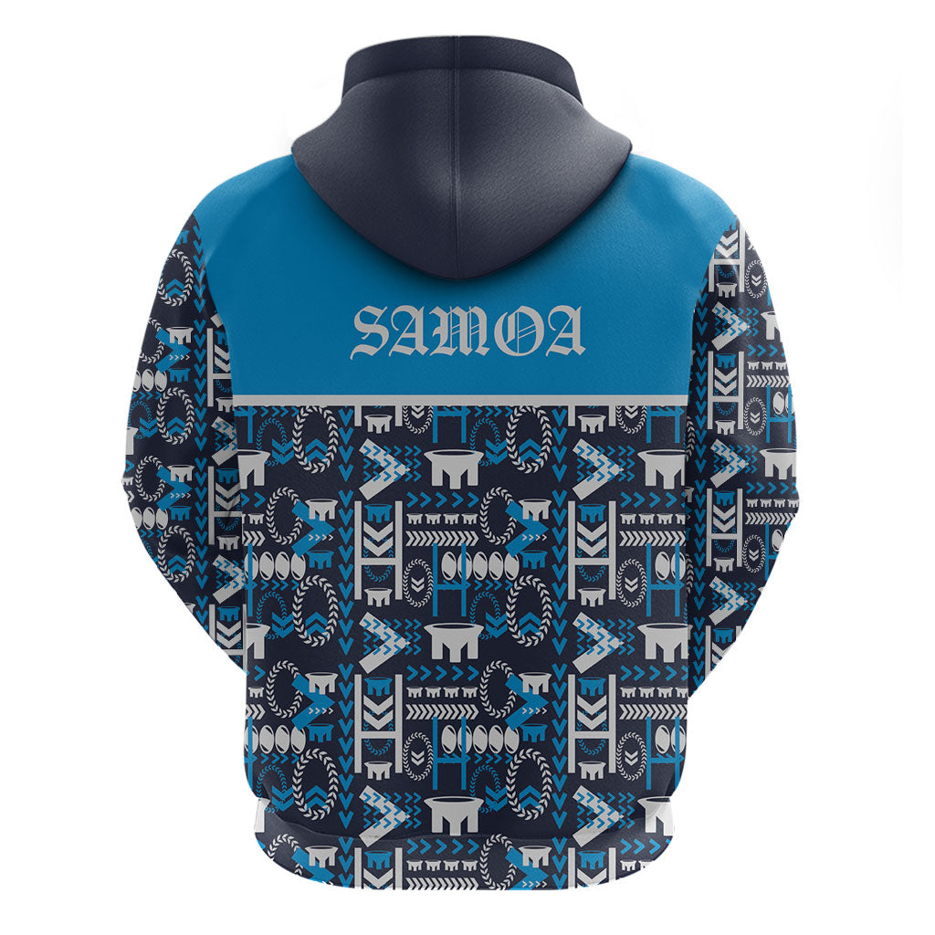 Samoan Warrior Island Heritage Hoodie Ocean Island Geometry Blue Style LT9 - Polynesian Pride