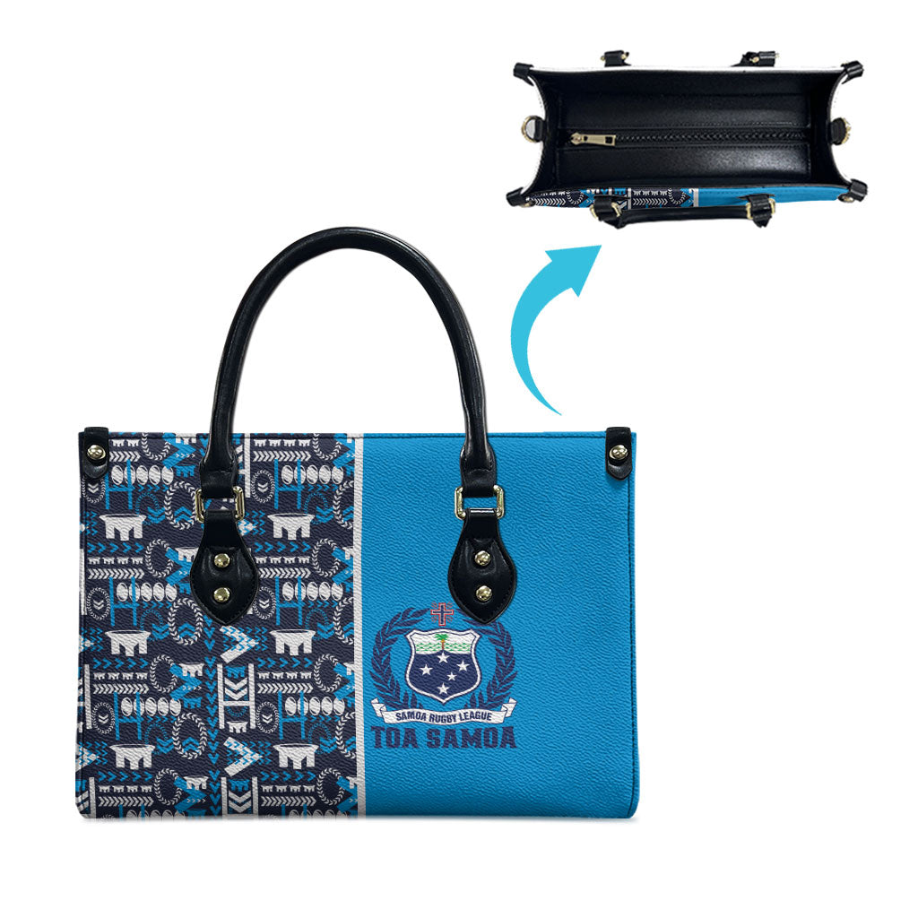 Samoan Warrior Island Heritage Leather Bag Ocean Island Geometry Blue Style LT9 - Polynesian Pride
