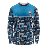 Samoan Warrior Island Heritage Long Sleeve Shirt Ocean Island Geometry Blue Style LT9 Unisex Blue - Polynesian Pride