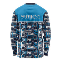 Samoan Warrior Island Heritage Long Sleeve Shirt Ocean Island Geometry Blue Style LT9 - Polynesian Pride