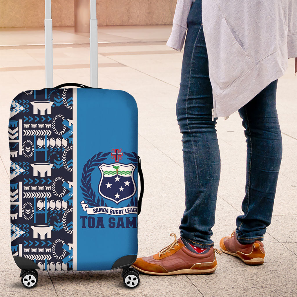 Samoan Warrior Island Heritage Luggage Cover Ocean Island Geometry Blue Style LT9 Blue - Polynesian Pride