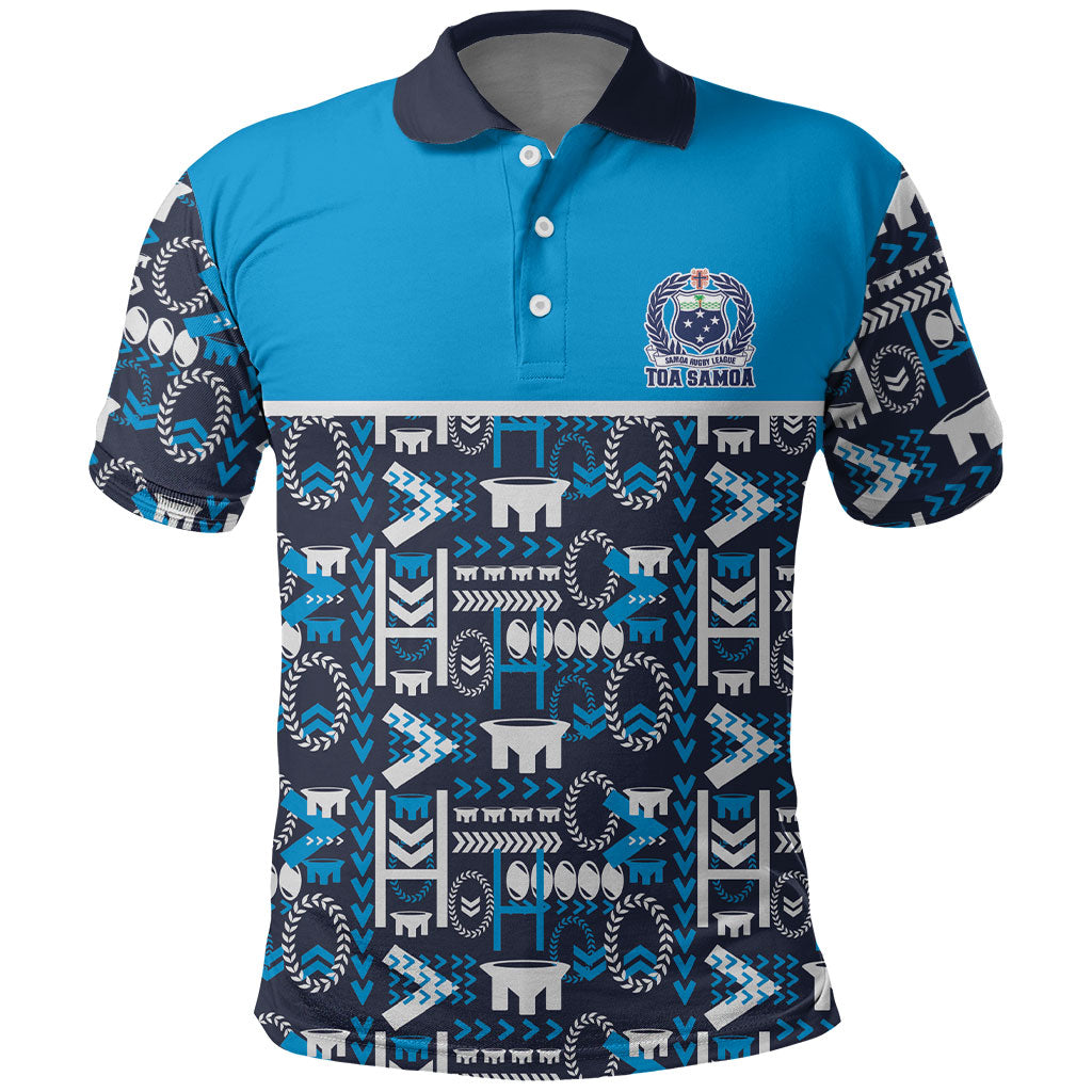 Samoan Warrior Island Heritage Polo Shirt Ocean Island Geometry Blue Style LT9 Blue - Polynesian Pride