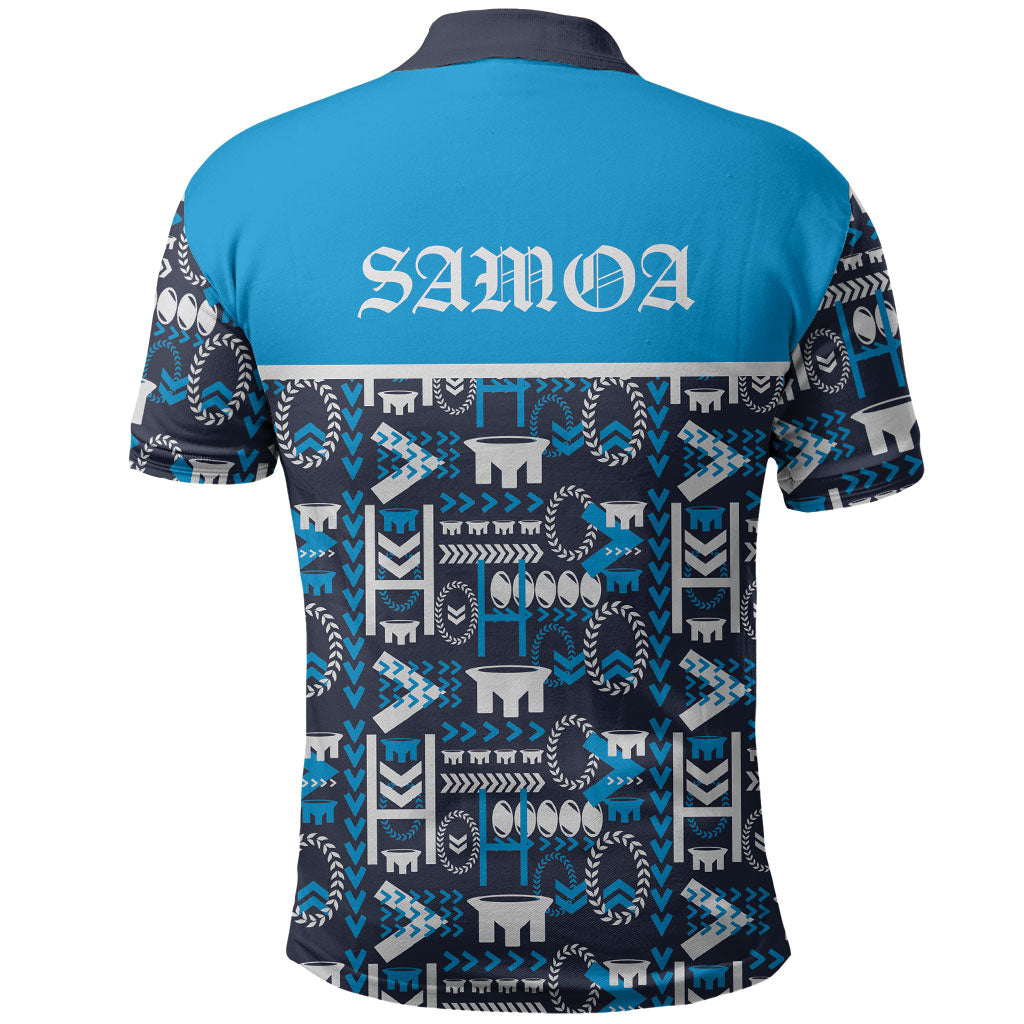 Samoan Warrior Island Heritage Polo Shirt Ocean Island Geometry Blue Style LT9 - Polynesian Pride