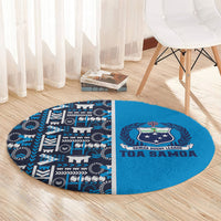 Samoan Warrior Island Heritage Round Carpet Ocean Island Geometry Blue Style LT9 - Polynesian Pride