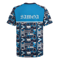 Samoan Warrior Island Heritage Rugby Jersey Ocean Island Geometry Blue Style LT9 - Polynesian Pride