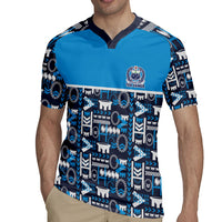 Samoan Warrior Island Heritage Rugby Jersey Ocean Island Geometry Blue Style LT9 - Polynesian Pride