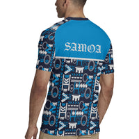 Samoan Warrior Island Heritage Rugby Jersey Ocean Island Geometry Blue Style LT9 - Polynesian Pride