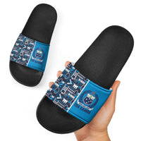 Samoan Warrior Island Heritage Slide Sandals Ocean Island Geometry Blue Style LT9 - Polynesian Pride
