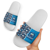 Samoan Warrior Island Heritage Slide Sandals Ocean Island Geometry Blue Style LT9 - Polynesian Pride