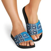 Samoan Warrior Island Heritage Slide Sandals Ocean Island Geometry Blue Style LT9 - Polynesian Pride