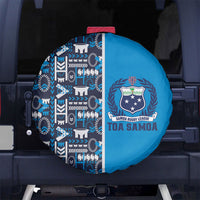 Samoan Warrior Island Heritage Spare Tire Cover Ocean Island Geometry Blue Style LT9 No hole Blue - Polynesian Pride