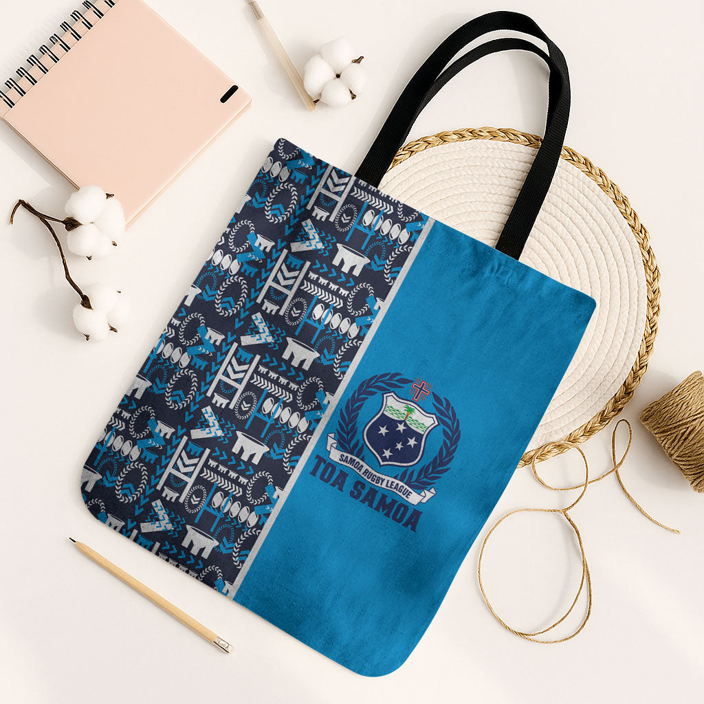 Samoan Warrior Island Heritage Tote Bag Ocean Island Geometry Blue Style LT9 Black Strap One Size Blue - Polynesian Pride