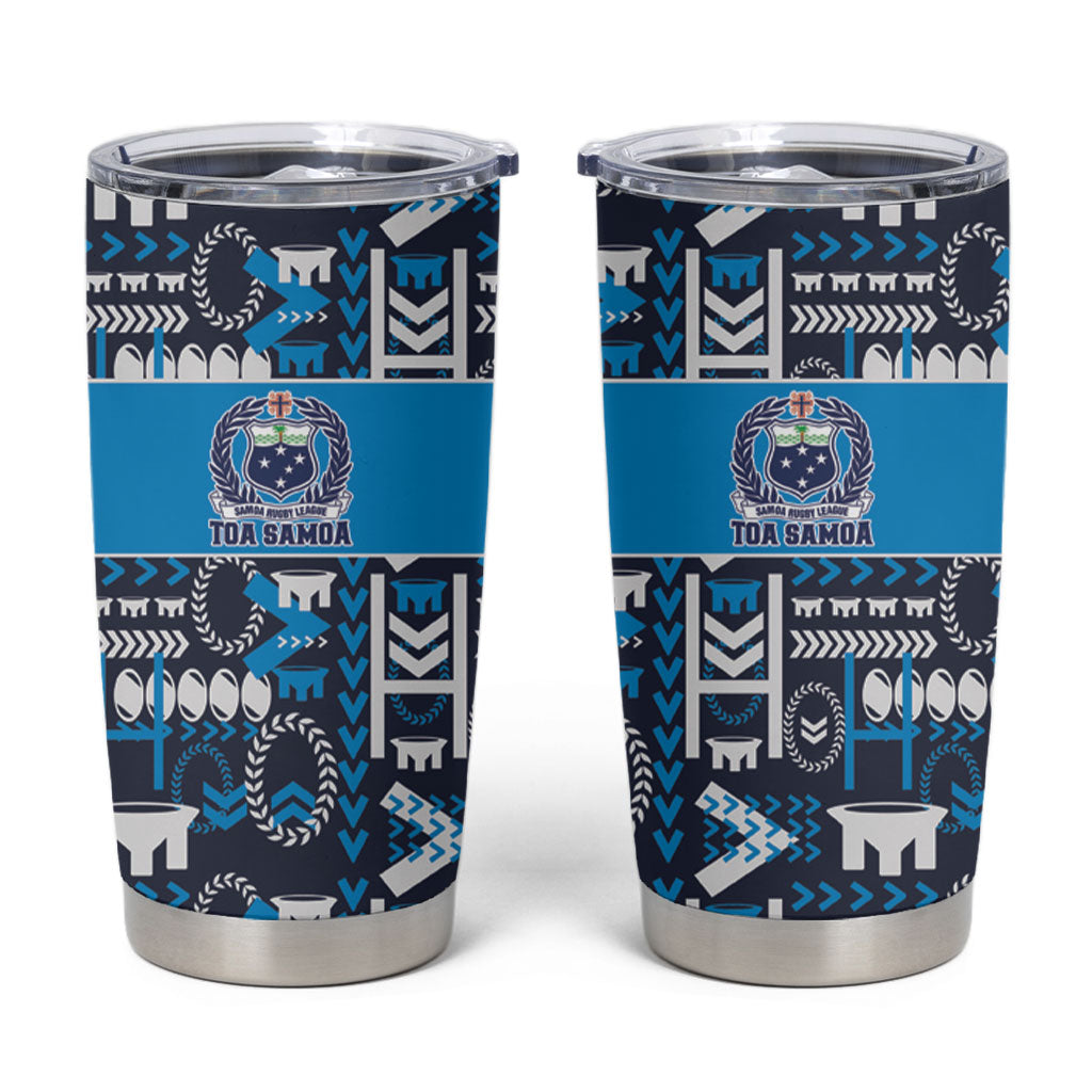 Samoan Warrior Island Heritage Tumbler Cup Ocean Island Geometry Blue Style LT9 Blue - Polynesian Pride