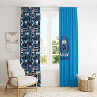 Samoan Warrior Island Heritage Window Curtain Ocean Island Geometry Blue Style LT9 - Polynesian Pride